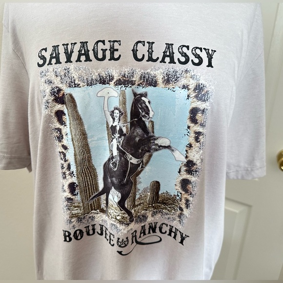 🤠 Bella Canvas Tan Graphic Tee "Savage Classy Bougie Ranchy"  Size XL - Picture 1 of 7